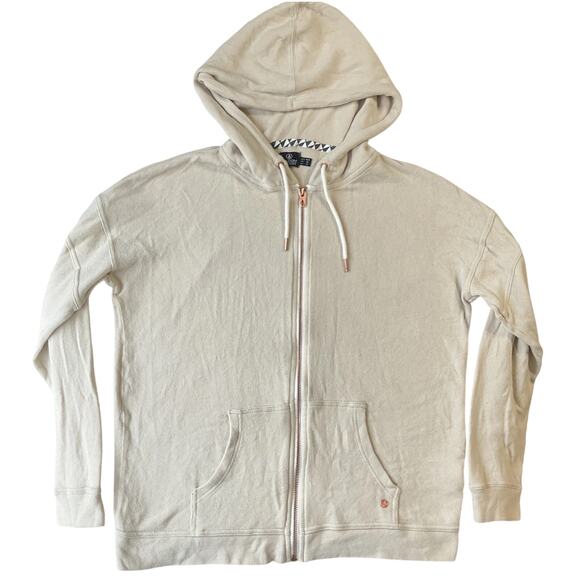 Volcom Tops - Volcom Women Hoodie Jacket M Beige Lounge Logo Zipper Drawstring Long Sleeve